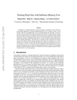 Training Deep Nets with Sublinear Memory Cost