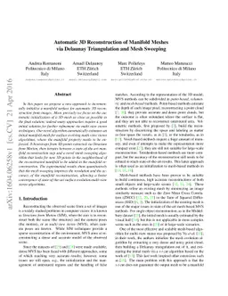 Automatic 3D Reconstruction of Manifold Meshes via Delaunay
  Triangulation and Mesh Sweeping