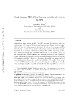 Mode jumping MCMC for Bayesian variable selection in GLMM