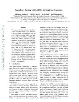 Dependency Parsing with LSTMs: An Empirical Evaluation