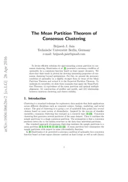 The Mean Partition Theorem of Consensus Clustering
