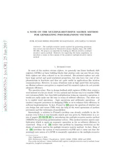 A note on the multiple-recursive matrix method for generating
  pseudorandom vectors