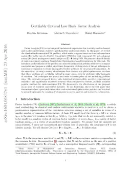 Certifiably Optimal Low Rank Factor Analysis