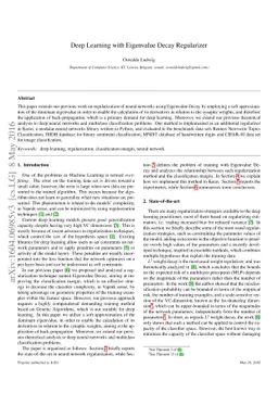 Deep Learning with Eigenvalue Decay Regularizer