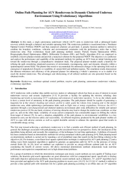 AUV Rendezvous Online Path Planning in a Highly Cluttered Undersea
  Environment Using Evolutionary Algorithms