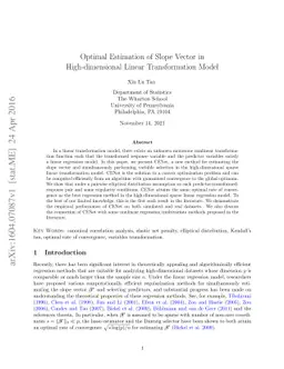 Optimal Estimation of Slope Vector in High-dimensional Linear
  Transformation Model