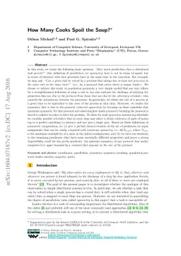 How Many Cooks Spoil the Soup?