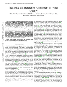 Predictive No-Reference Assessment of Video Quality
