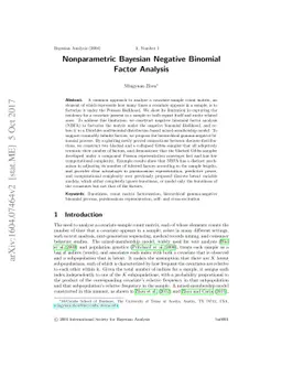 Nonparametric Bayesian Negative Binomial Factor Analysis