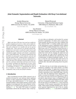 Joint Semantic Segmentation and Depth Estimation with Deep Convolutional
  Networks