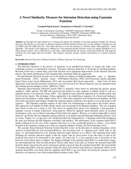 A Novel Similarity Measure for Intrusion Detection using Gaussian
  Function
