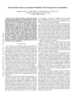 Towards Miss Universe Automatic Prediction: The Evening Gown Competition