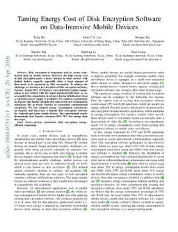 Taming Energy Cost of Disk Encryption Software on Data-Intensive Mobile
  Devices