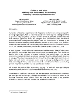 Entities as topic labels: Improving topic interpretability and
  evaluability combining Entity Linking and Labeled LDA