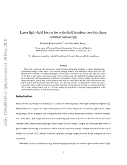 Laser light-field fusion for wide-field lensfree on-chip phase contrast
  nanoscopy