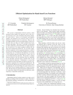 Efficient Optimization for Rank-based Loss Functions