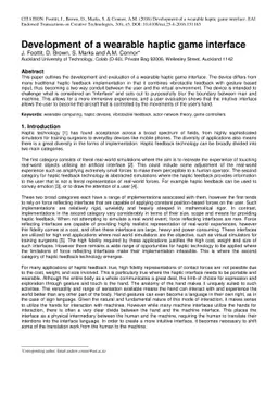 Development of a wearable haptic game interface