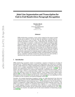 Joint Line Segmentation and Transcription for End-to-End Handwritten
  Paragraph Recognition