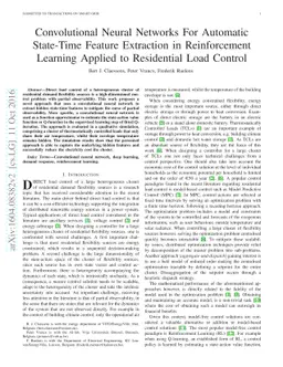 Convolutional Neural Networks For Automatic State-Time Feature
  Extraction in Reinforcement Learning Applied to Residential Load Control