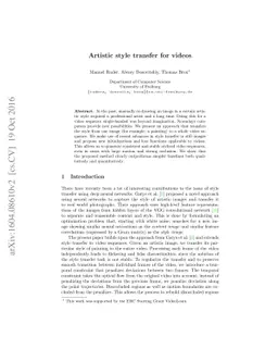 Artistic style transfer for videos