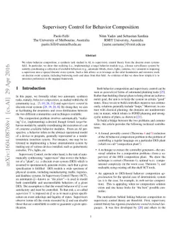 Supervisory Control for Behavior Composition