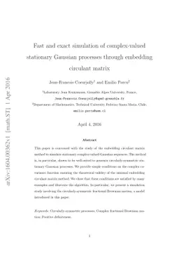 Fast and exact simulation of complex-valued stationary Gaussian
  processes through embedding circulant matrix