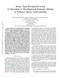 Entity Type Recognition using an Ensemble of Distributional Semantic
  Models to Enhance Query Understanding