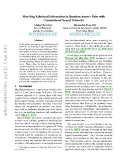 Modeling Relational Information in Question-Answer Pairs with
  Convolutional Neural Networks