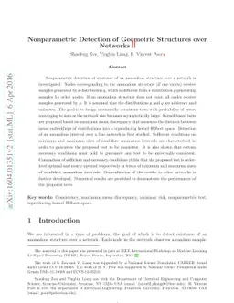 Nonparametric Detection of Geometric Structures over Networks