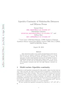 Lipschitz Continuity of Mahalanobis Distances and Bilinear Forms