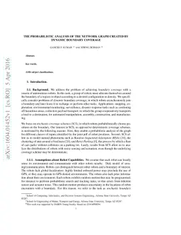 The Probabilistic Analysis of the Communication Network created by
  Dynamic Boundary Coverage