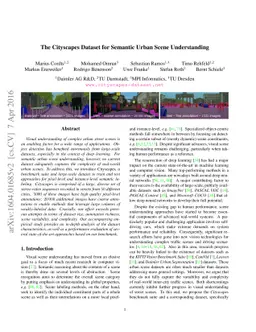 The Cityscapes Dataset for Semantic Urban Scene Understanding