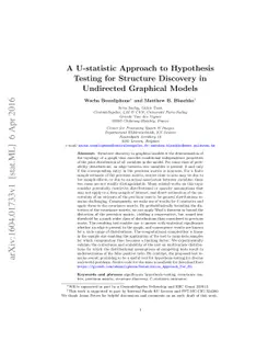 A U-statistic Approach to Hypothesis Testing for Structure Discovery in
  Undirected Graphical Models