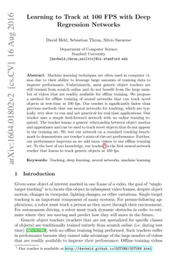 Learning to Track at 100 FPS with Deep Regression Networks