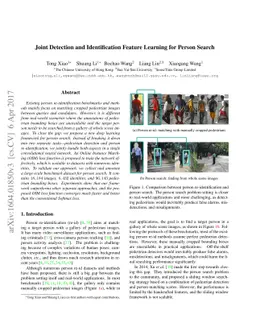 Joint Detection and Identification Feature Learning for Person Search