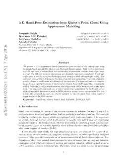3-D Hand Pose Estimation from Kinect's Point Cloud Using Appearance
  Matching
