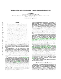 On Stochastic Belief Revision and Update and their Combination