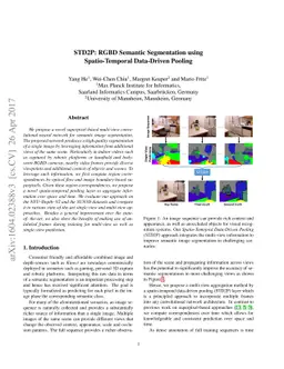 STD2P: RGBD Semantic Segmentation Using Spatio-Temporal Data-Driven
  Pooling