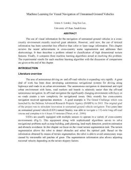 Machine Learning for Visual Navigation of Unmanned Ground Vehicles