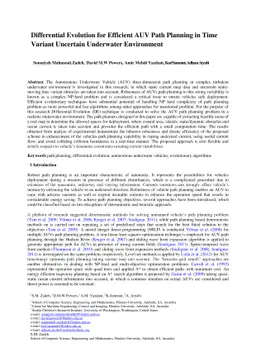 Differential Evolution for Efficient AUV Path Planning in Time Variant
  Uncertain Underwater Environment
