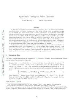 Hypothesis Testing via Affine Detectors