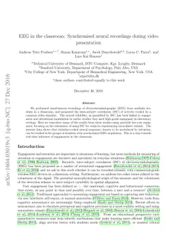 EEG in the classroom: Synchronised neural recordings during video
  presentation
