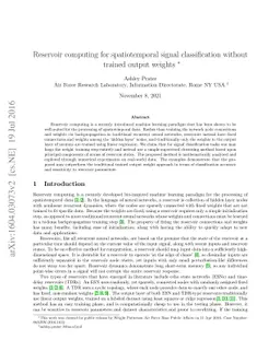 Reservoir computing for spatiotemporal signal classification without
  trained output weights