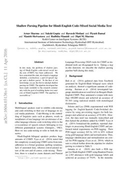 Shallow Parsing Pipeline for Hindi-English Code-Mixed Social Media Text