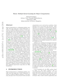 Thesis: Multiple Kernel Learning for Object Categorization