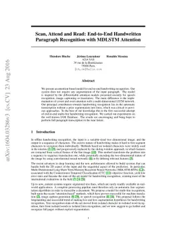 Scan, Attend and Read: End-to-End Handwritten Paragraph Recognition with
  MDLSTM Attention