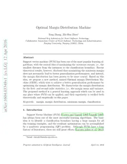 Optimal Margin Distribution Machine