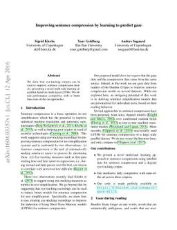 Improving sentence compression by learning to predict gaze