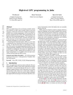 High-level GPU programming in Julia