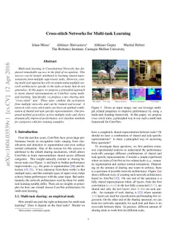 Cross-stitch Networks for Multi-task Learning